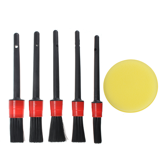 6PCS Cleaning Detailing Brush Set Dirt Dust Clean Brush Interior Exterior Leather Air Vents Care Clean Tools for Car Motorcycle Air Vents