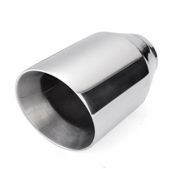 Universal Stainless Steel Exhaust Muffler Double Wall round Slant 2.5 Inch Inelt 4 Inch Outlet