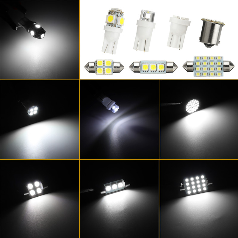 14PCS LED Interior Lights Kit T10 1157 36Mm Festoon Dome License Plate Bulbs White