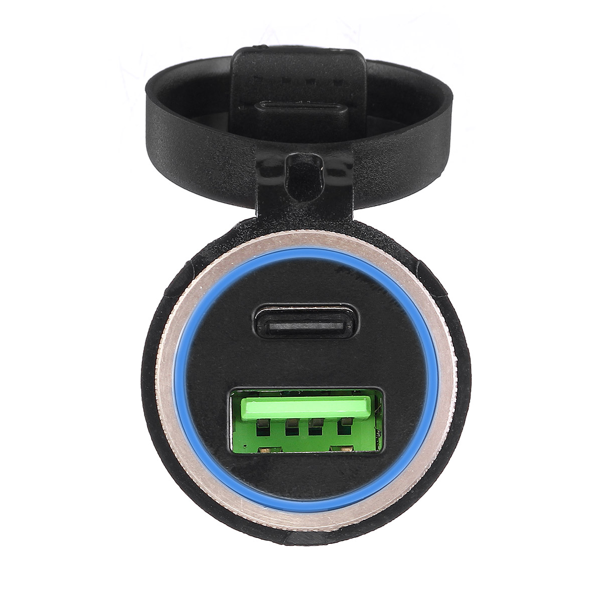 QC3.0 Type-C USB Car Charger Waterproof General Quick USB Charger Socket Charger Blue Light