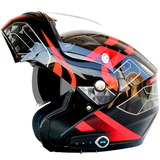 Waterproof Motorcycle Full Face Helmet with Bluetooth Music FM Double Visors Removable - Auto GoShop