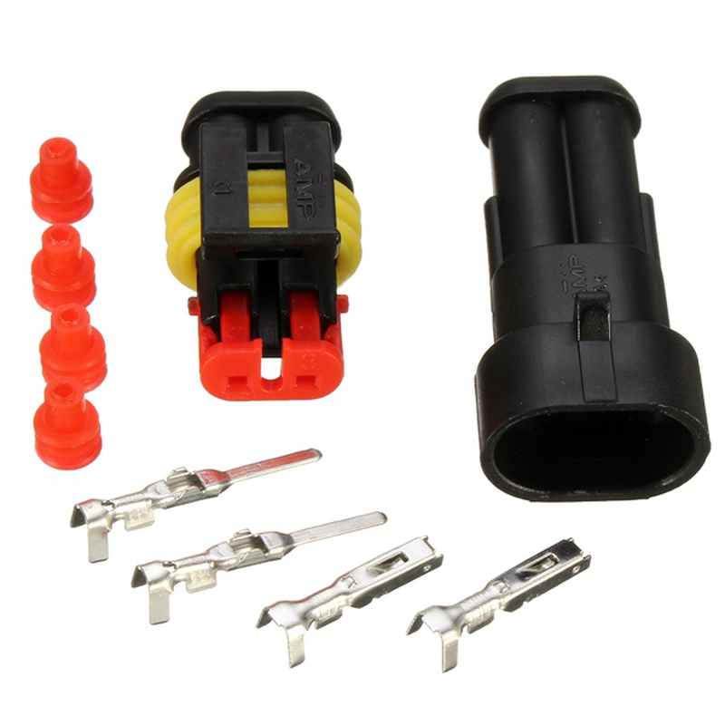 Waterproof PA66 2 Pin Way Wire Connector Terminals for Motorcycle Electrical Car Truck