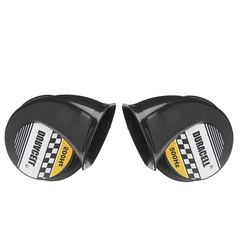 12V 110Db Black Twin Snail Horn High Low Tone Car Horn Loud - Auto GoShop