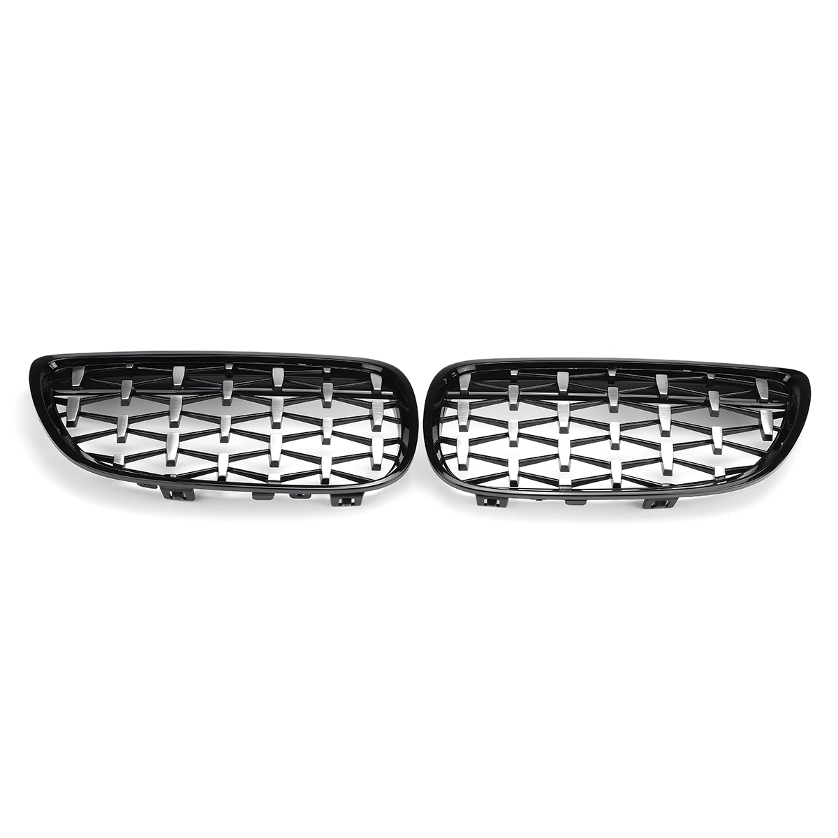2PCS Front Grille Grill Black&Chrome Diamond Style for BMW 3 Series E90 E92 E93