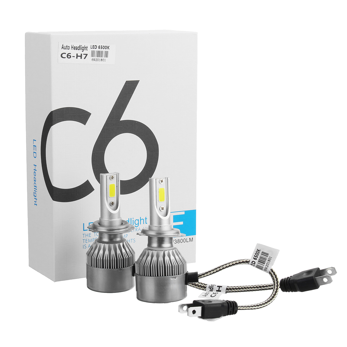C6 COB LED H4 H7 Car Headlights 3000K Golden Yellow Bulbs H1 9005 9006 Fog Lamps 72W 7600LM