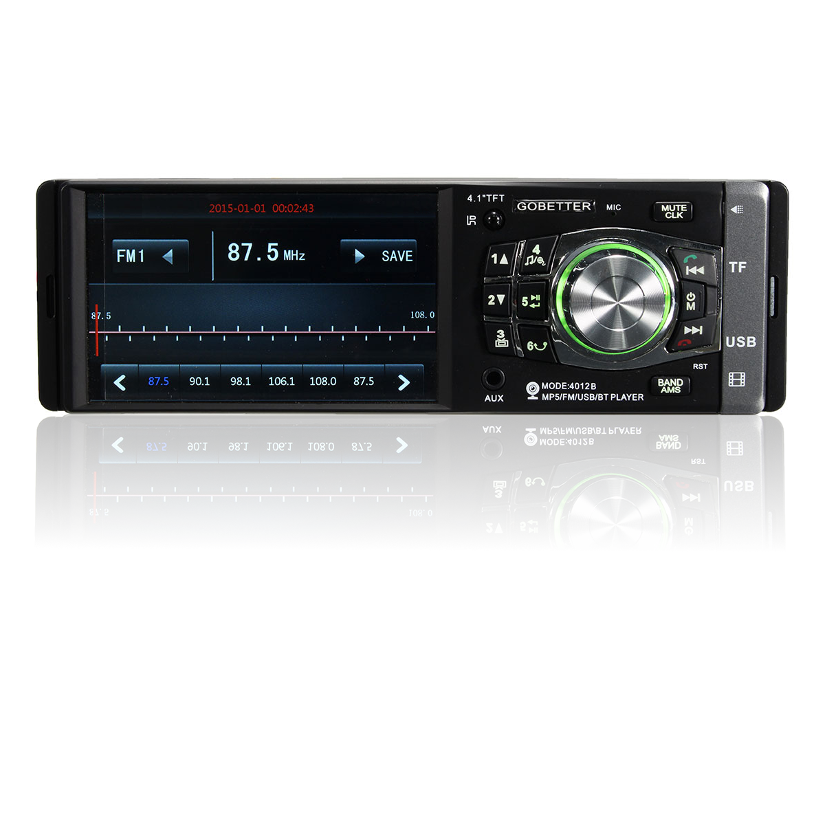 4012B 4.1 Inch Car Radio MP5 Player Bluetooth Auto Audio Stereo TF Card USB Hands Free FM HD Vedio Wheel Control with Rear View Camera