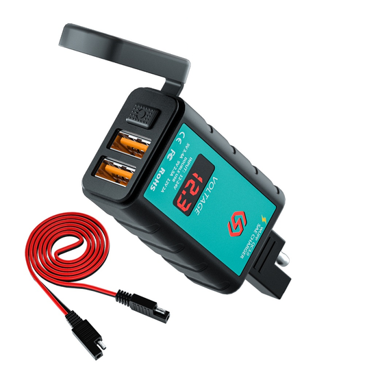 12V-24V Waterproof SAE to USB Dual Port Charger Adapter with Voltmeter On/Off Switch 1M Cable Motorcycle Accessories