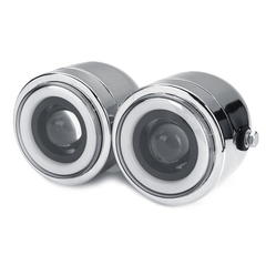 12V Hi/Lo Beam Twin Headlight Motorcycle Double Dual Lamp Street Fighter Naked Dominator Chrome - Auto GoShop