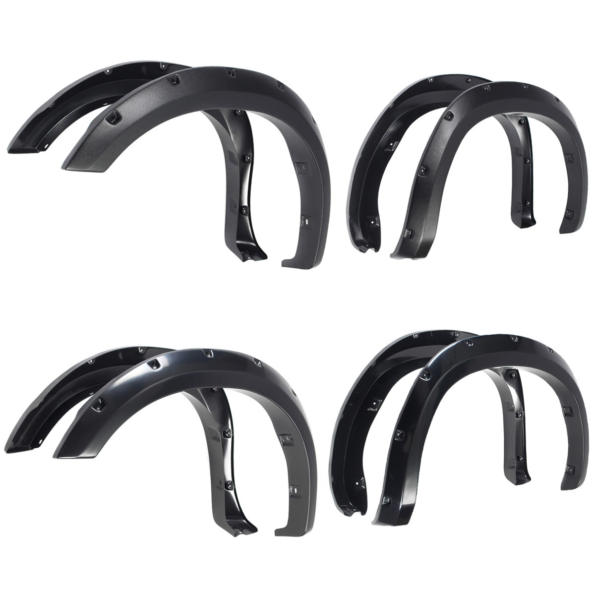 4PCS Front+Rear Wheel Fender Flares with Pocket Rivet Black for Toyota Tundra 2007-2013