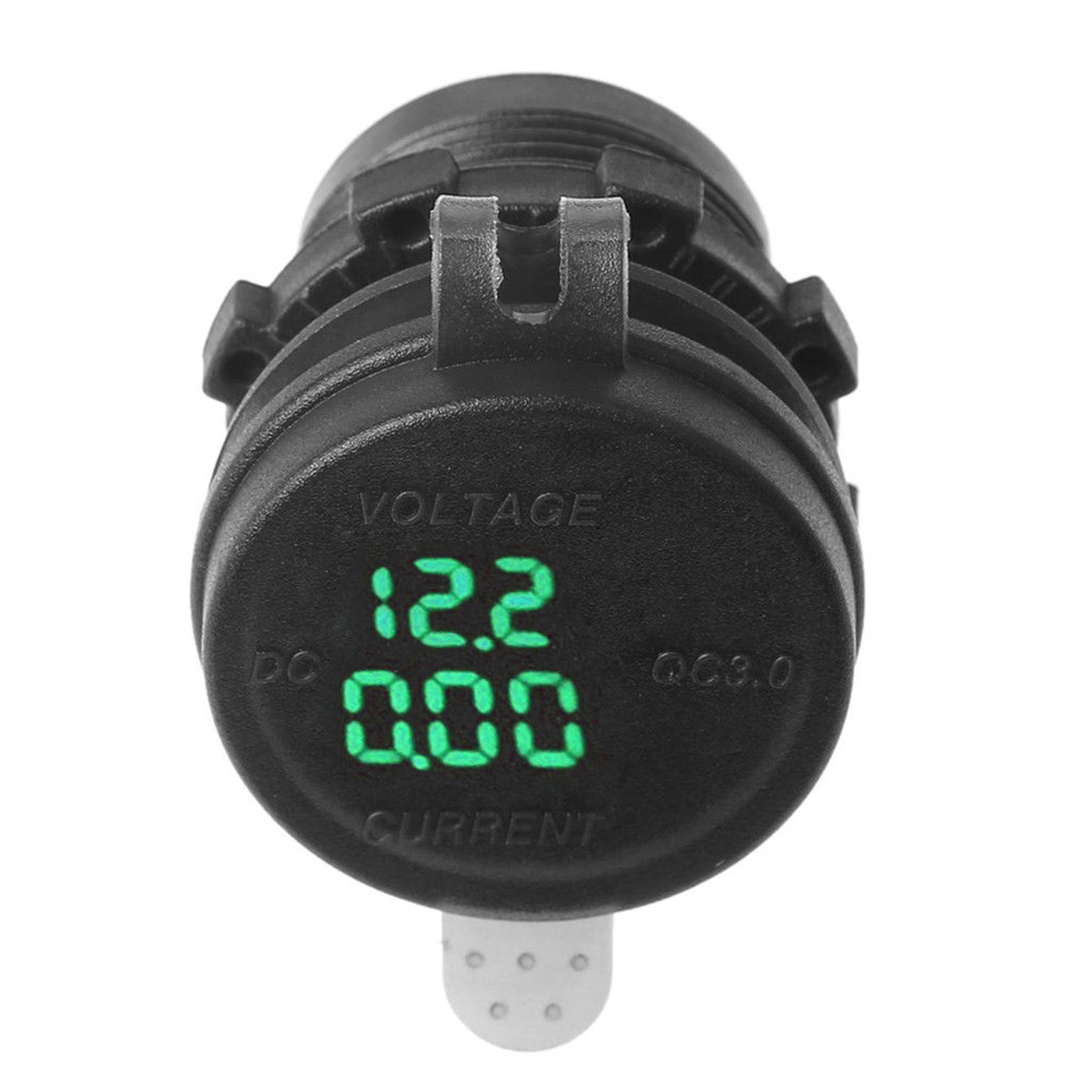 12V/24V QC 3.0 LED USB Charger Socket Voltmeter Current Display for Boat Motorcycle