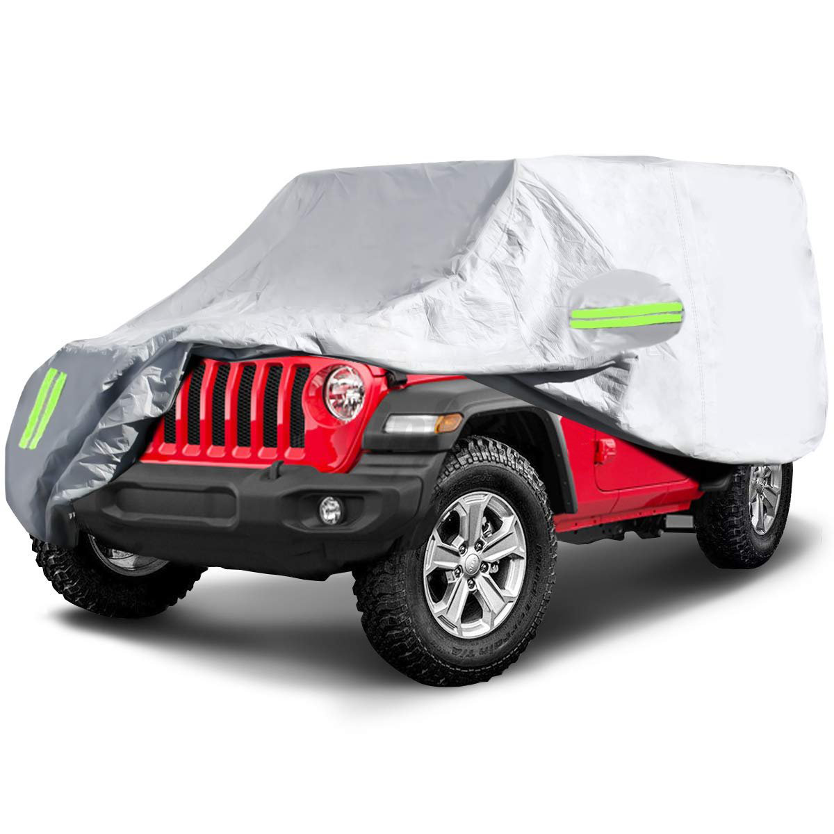 ELUTO Car Cover Wrangler Cover 2 Door Waterproof All Weather Upgrades Covers Waterproof Protection Outdoor Car Cover with 2 Gust Straps Fits up to 170''(170X75X60'')