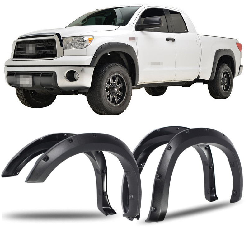 4PCS Front+Rear Wheel Fender Flares with Pocket Rivet Black for Toyota Tundra 2007-2013