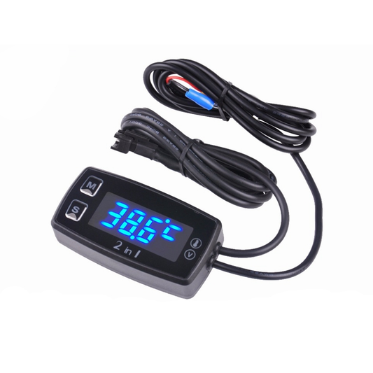 Motorcycle Meter LED Digital Termometer Voltmeter Temperature Meter for Pit Bike ATV Outboard Lawnmower Boat Marine