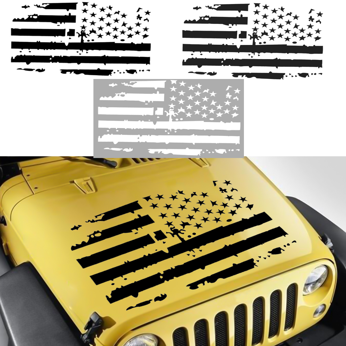 Car American USA Flag Hood Blackout Vinyl Decal Stickers for Jeep/Wrangler JK TJ YJ - Auto GoShop