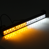 18Inch 16LED Emergency Traffic Advisor Flash Strobe Light Bar Warning Lamp White+Amber Color with Switch - Auto GoShop