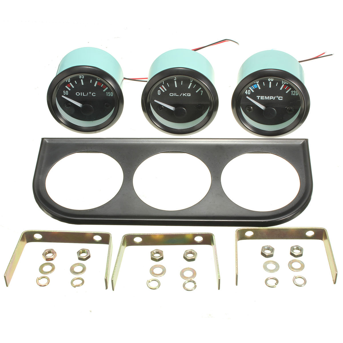 2 Inch 52Mm Oil Temp Pressure Water Temp Electronic Gauge Kits 3 Hole Stent - Auto GoShop