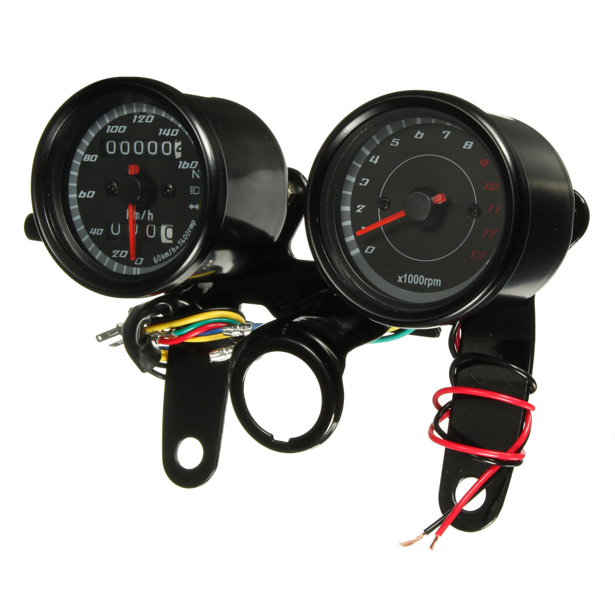 Motorcycle LED Backlight Odometer Speedometer Tachometer Gauge with Bracket
