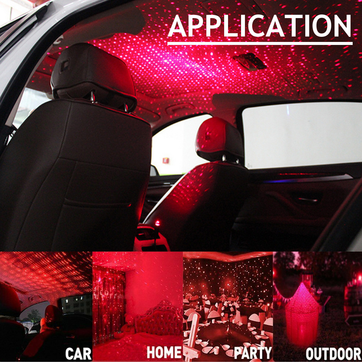 LED Car Interior Atmosphere Ceiling Night Star Lights Flexible Pipe Roof Decoration Lamp USB Port Red Light - Auto GoShop