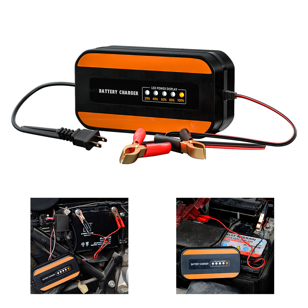 100V-240V AC Motorcycle Car Battery Charger 12V Digital Display Pulse Repair Lead-Acid Battery Charger - Auto GoShop