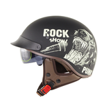 SOMAN SM202 Vintage Retro Half Face Motorcycle Helmet Electric Scooter Riding Cruise Safety Helmets with Inner Sun Visor - Auto GoShop