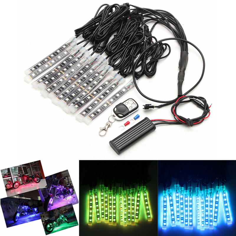 12X LED Remote Wireless Neon Light Strips Kit for Car Truck Lorry Boat Motor Bike - Auto GoShop