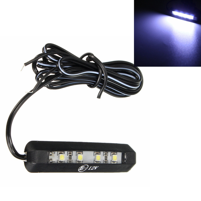 12V 0.3W Motorcycle Car 4 Leds Tiny Rear Number Plate Light Lamp - Auto GoShop