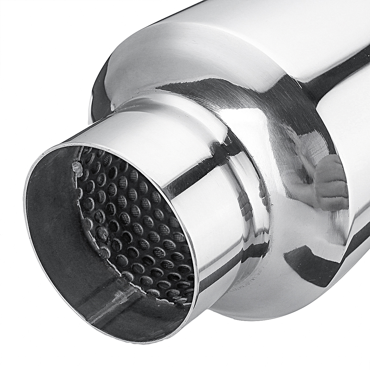 Universal Turbine Exhaust Muffler Resonator 304 Stainless Steel 2.5 Inch Inlet 2.5 Inch Outlet