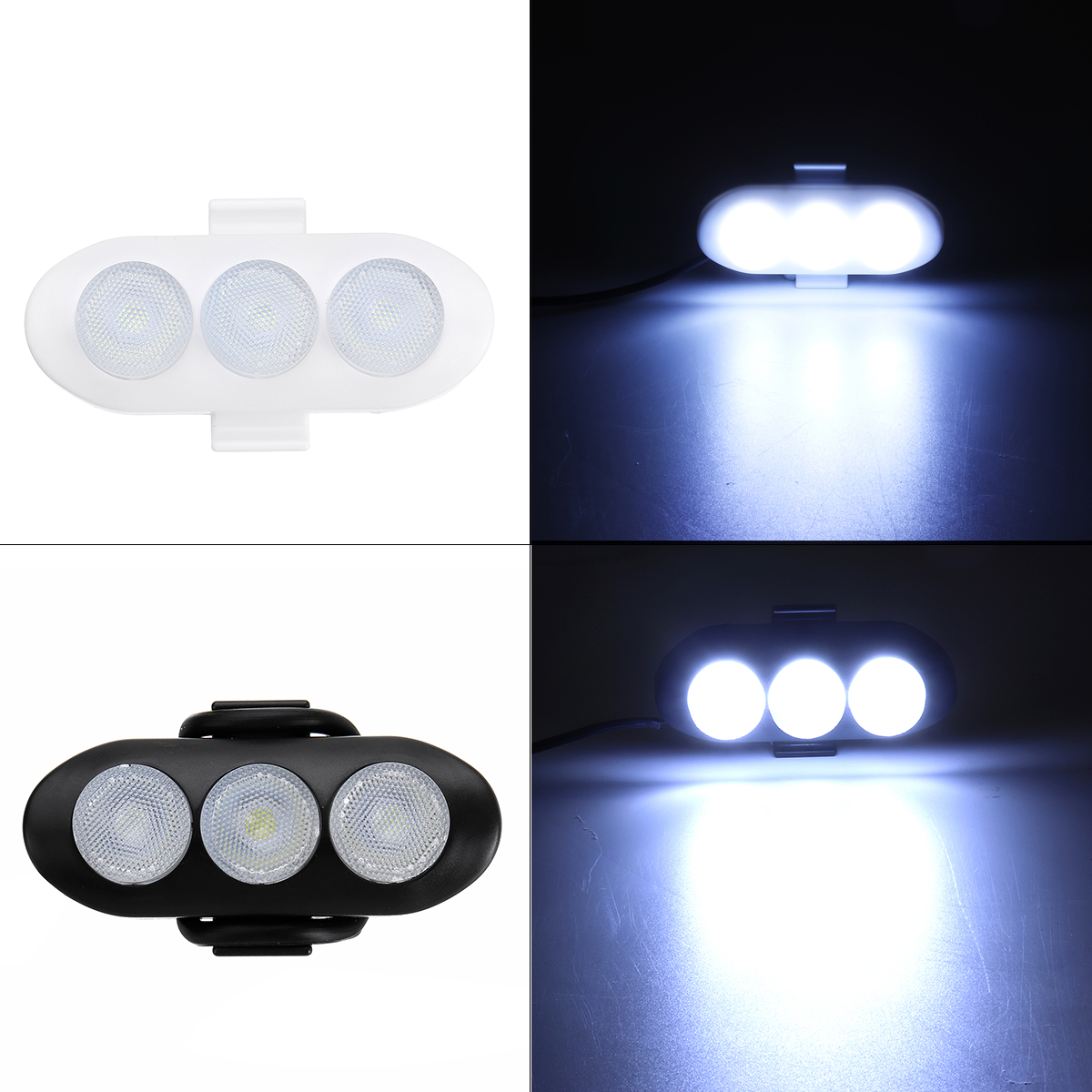 12V 18W 6LED Motorcycle Constantly Bright White Square Auxiliary Light Front Fork Guard Bar Lamp Waterproof - Auto GoShop