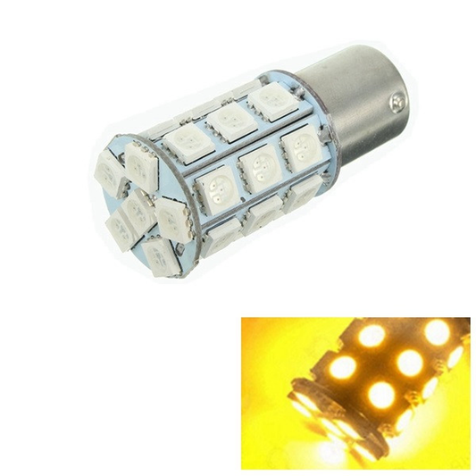 1Pcs 1156 Bau15S 27SMD LED Car Turn Signal Lights Tail Lamp Reverse Bulb Yellow 12V