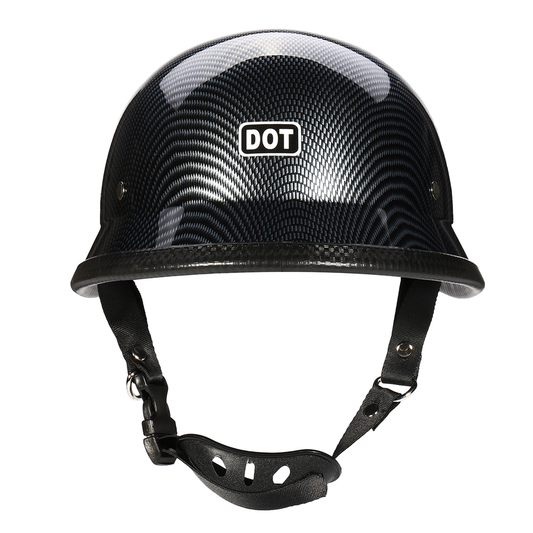 DOT German Motorcycle Carbon Fiber Half Face Helmet Chopper Cruiser Biker M/L/XL - Auto GoShop