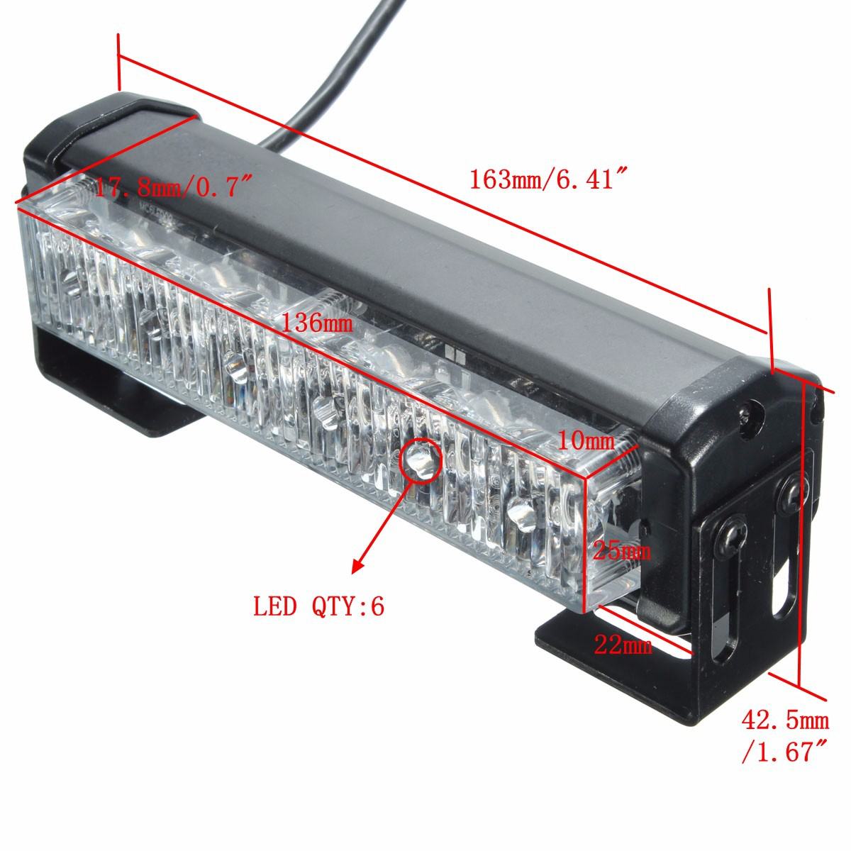 Pair 6 LED Amber Car Flashing Emergency Warning Light Strobe Lamp Switch Harness