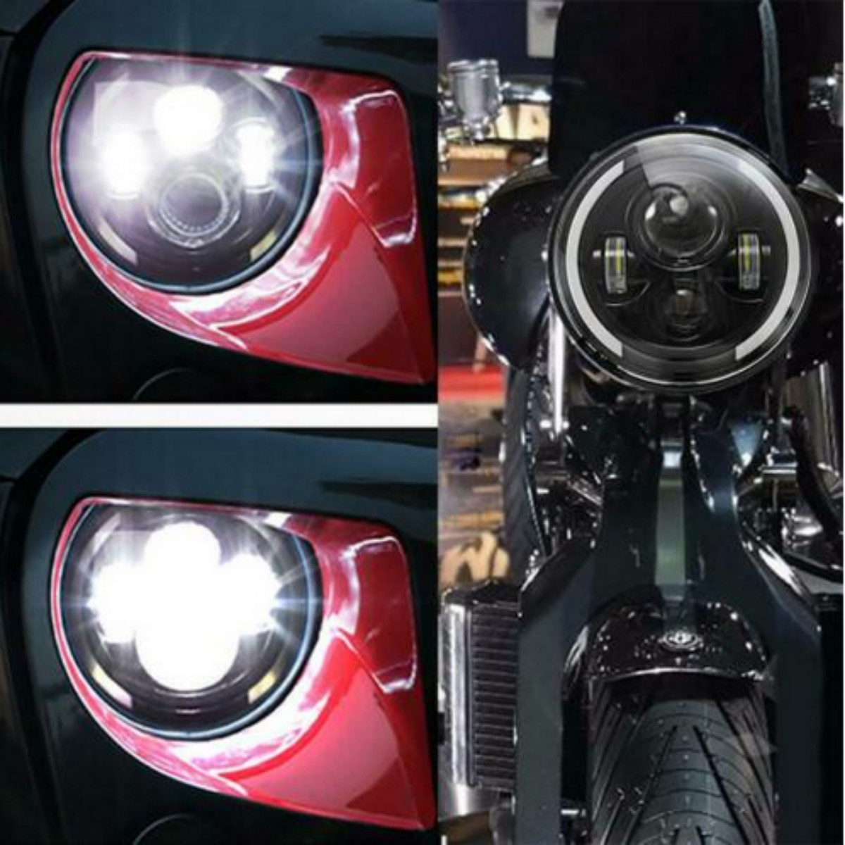 7" Motorcycle LED Projector Headlight Hi-Lo Beam round for Jeep for Wrangler