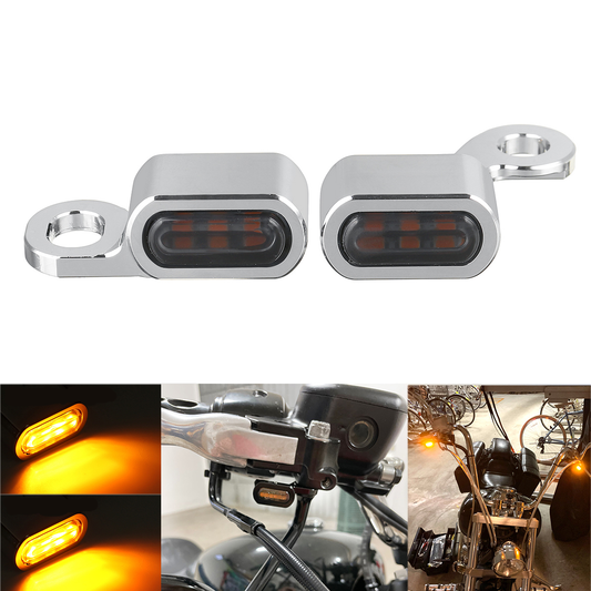 2Pcs 12V Motorcycle Amber LED Mini Turn Signal Indicator Running Light Lamp for Harley - Auto GoShop
