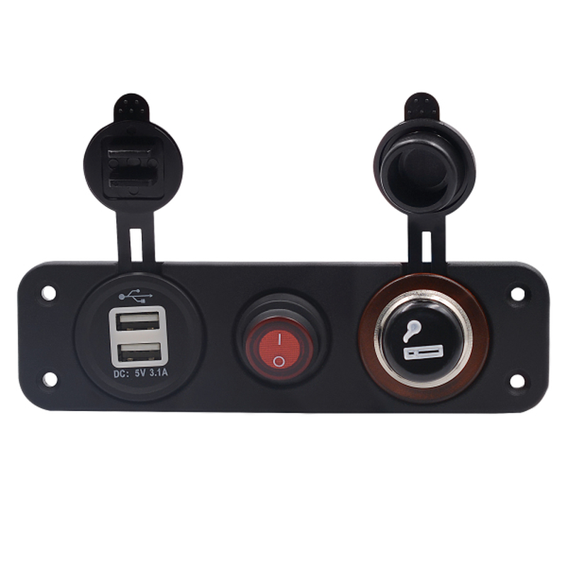 12V-24V 5V 3.1A LED Dual USB Adapter Charger Sockets Switch Power Supply