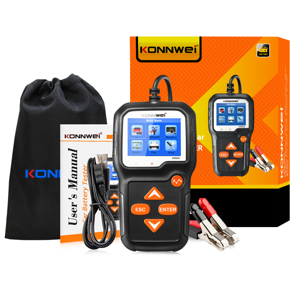 KONNWEI KW650 Car Battery Tester 6V 12V Battery Analyzer 2000CCA Automotive Charging Cranking Test Tool