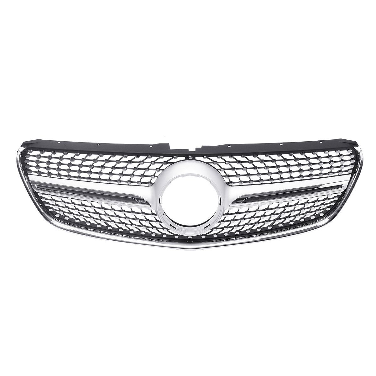 Silver Diamond Style Front Bumper Grille Grill for Mercedes Benz V Class W447 15-18