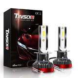 TXVSO8 Car COB LED Headlights Bulbs Set Upgrade 8000LM 6000K DC 9V-32V IP68