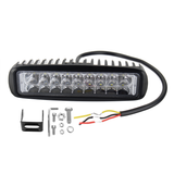 1PCS 6Inch 18LED Flood LED Work Light Bar 18W Amber White for off Road Truck SUV