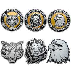 3D DIY Silver Animals Head Metal Logo Sticker Car Motorcycle Badge Emblem Decals