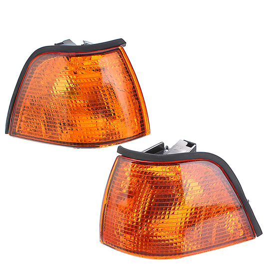 Pair Side Marker Lights Cover Amber for BMW E36 3-Series Coupe/Convertible 4D