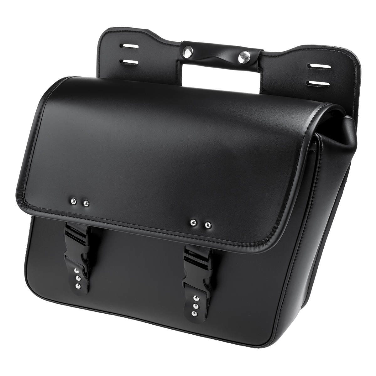Motorcycle Saddlebags Tool Luggage Saddle Bag Black PU Leather Universal - Auto GoShop