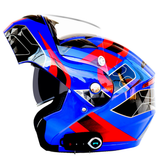 Waterproof Motorcycle Full Face Helmet with Bluetooth Music FM Double Visors Removable - Auto GoShop