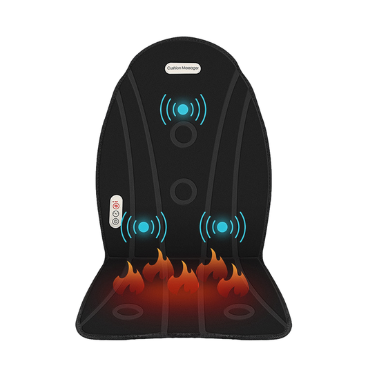 2-In-1 Car Seat Vibrating Heated Massage Cushion Home Office Chair Back Relax - Auto GoShop