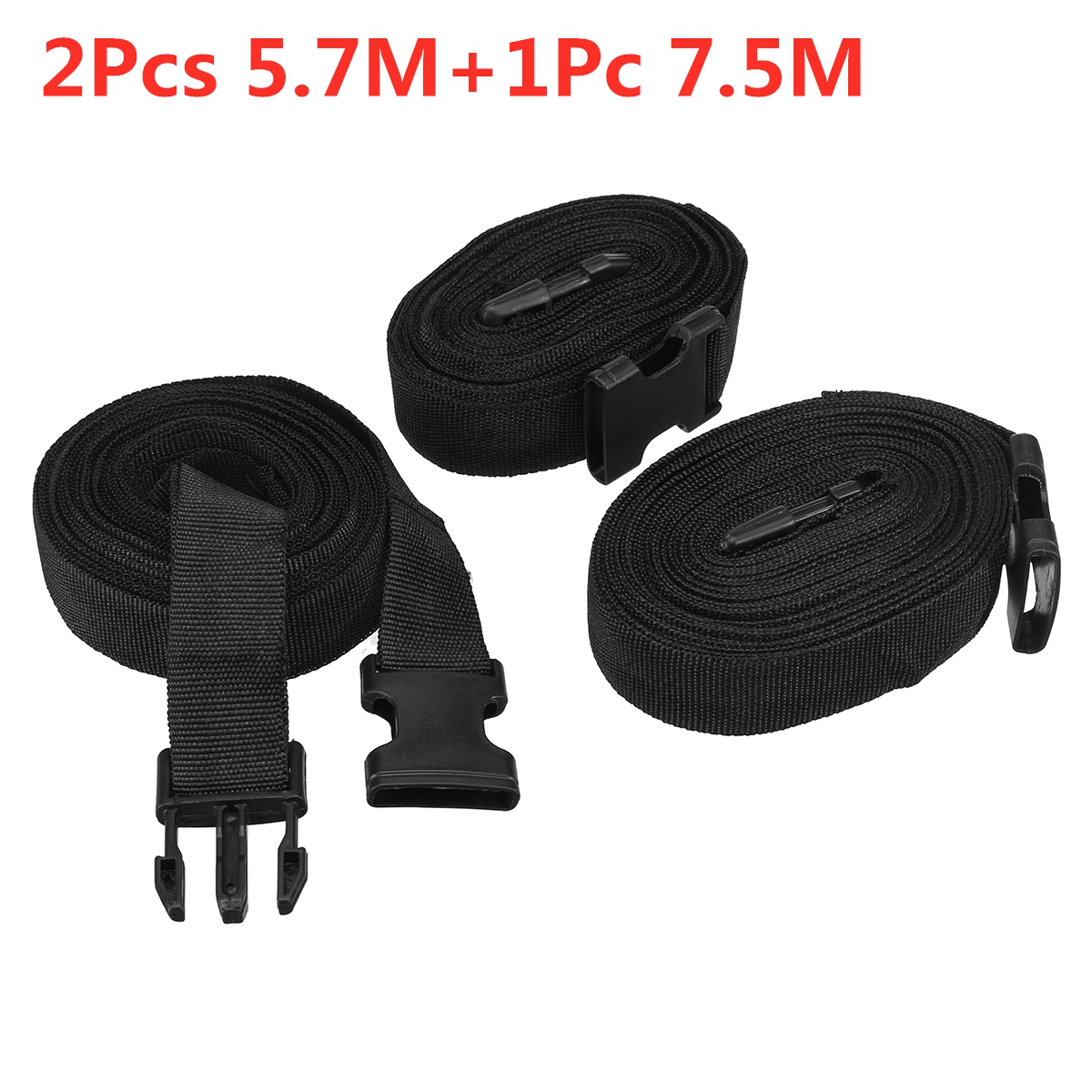 10M / 7.5M+5.7M Car Truck Covers Straps Outdoor Buckle Overbody Stormforce Black - Auto GoShop