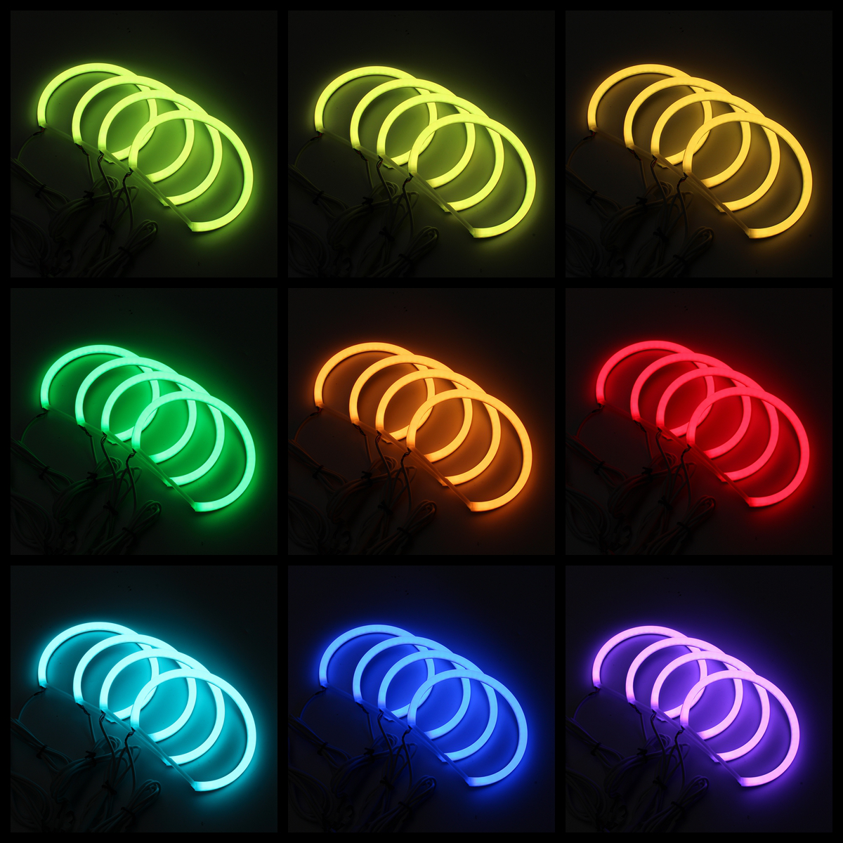4Pcs 131Mm Multi-Color RGB LED Angel Eye Halo Ring Light Headlight for BMW E36 E38 E39 E46