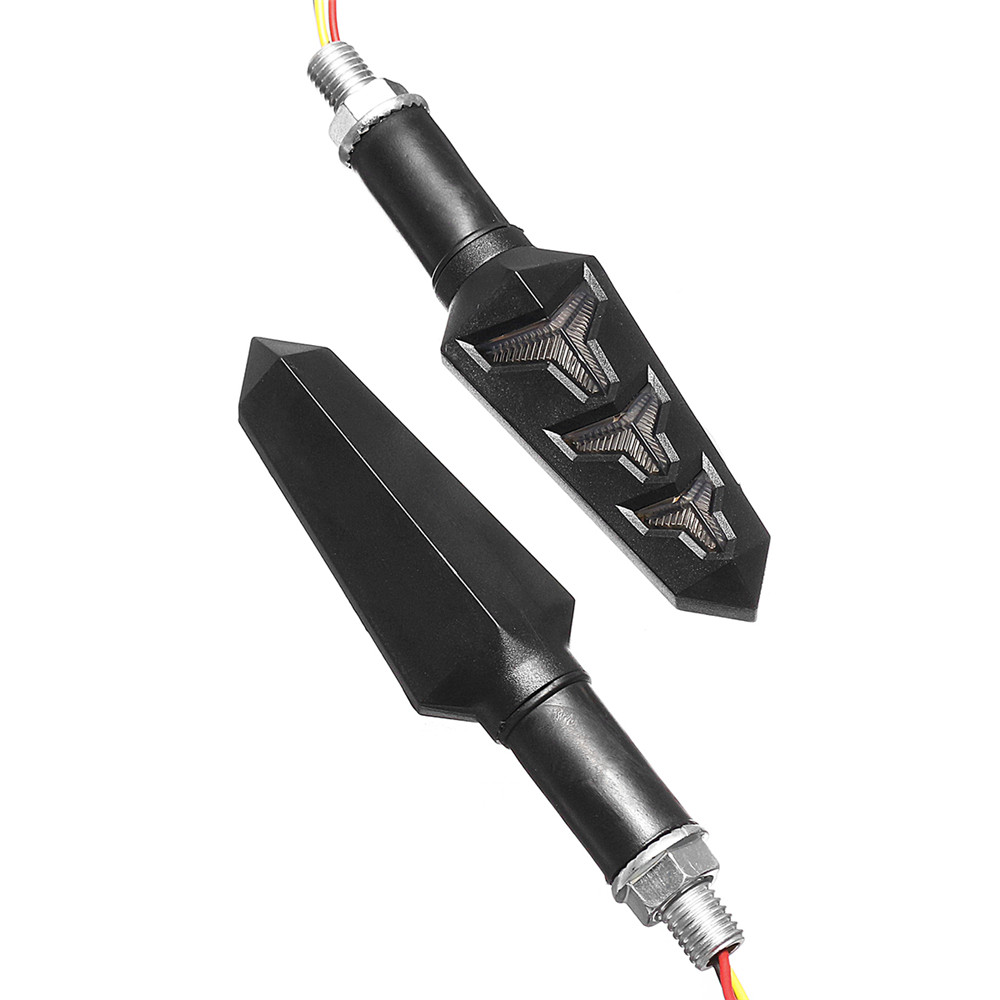 2PCS 12V Black Motorcycle Streamer Steering Turn Signal Lights Lamps Amber LED