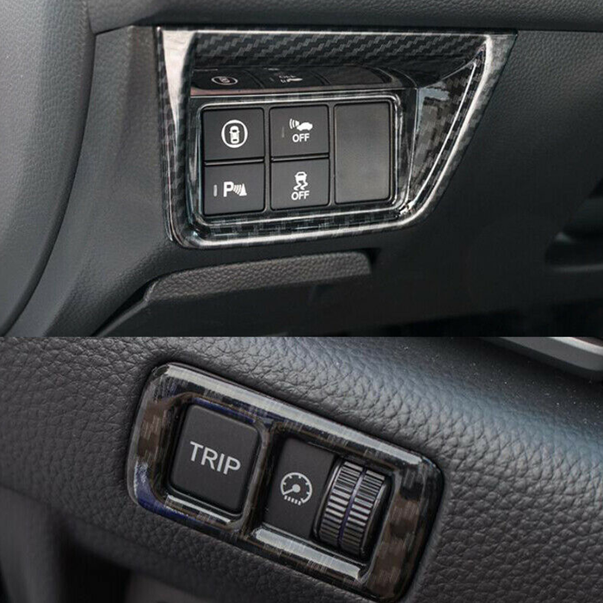 2Pcs Car Carbon Fiber Function Button Cover Trim Decor for Honda Accord 2018 2019 NZ