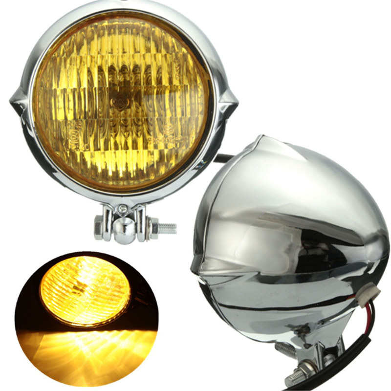 4 Inch 35W 12V Motorcycle Headlight H4 Amber Light Headlamp for Harley Bobber Chopper - Auto GoShop