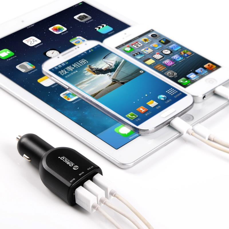 ORICO UCA-3U 3 Port USB Car Charger 2.4A 1A for Ipad/Iphone/Ipod/Htc