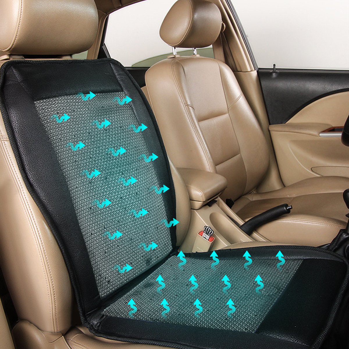 12V Cooling Car Seat Cushion Cover Conditioned Cooler Pad with Air Ventilated Fan - Auto GoShop